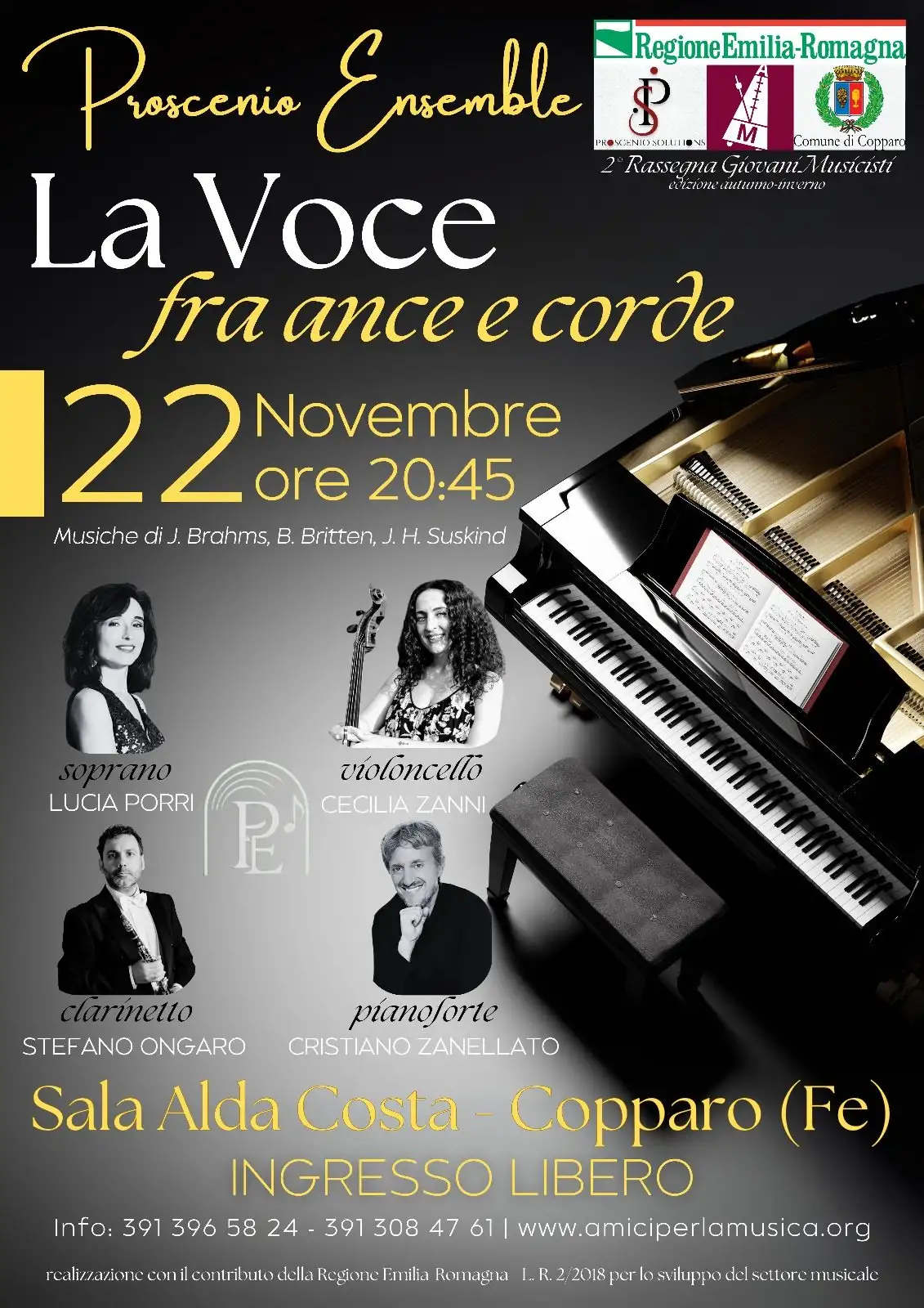 Seconda “Rassegna Giovani Musicisti” alla sala "Alda Costa" di Copparo